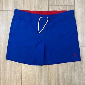 Polo Ralph Lauren Swim Trunks Men’s Large Blue Red Mesh Lined Drawstring Logo